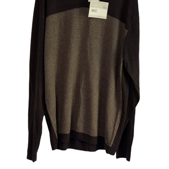 Claiborne Mens XXL Brown Sweater Houndstooth Pattern V-Neck NWT Gift - Picture 2 of 7